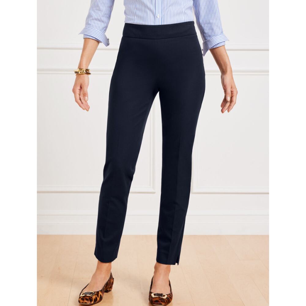 Talbots Navy Chatham Ankle Pants Cotton Bi-Stretch Slim Women's Size 12 EUC